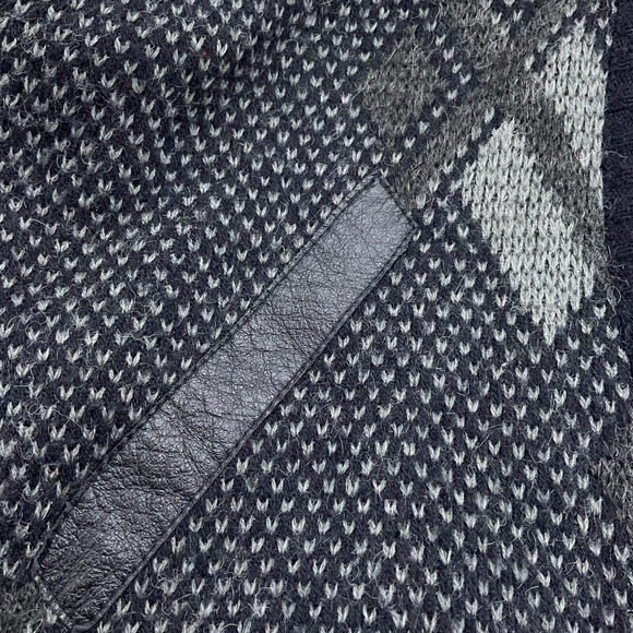 Vintage City Streets Cardigan Mens Large Black Geometric Grandpa Acrylic Wool - Picture 6 of 12